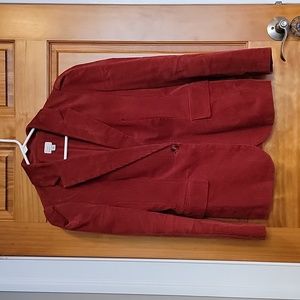 Burnt orange, corduroy puff sleeve blazer